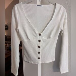 Reformation White Ribbed Top